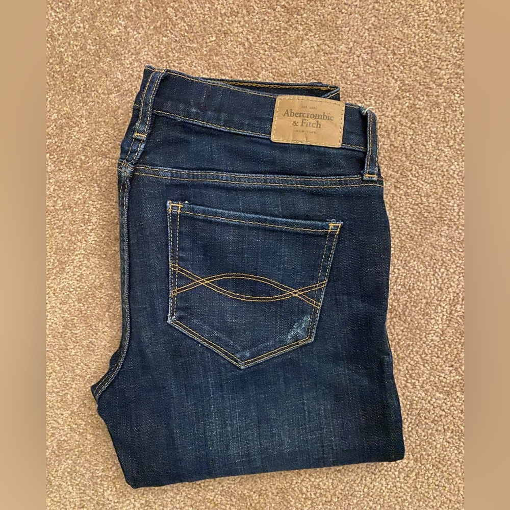Abercrombie & Fitch Dark Wash Distressed Skinny Jeans